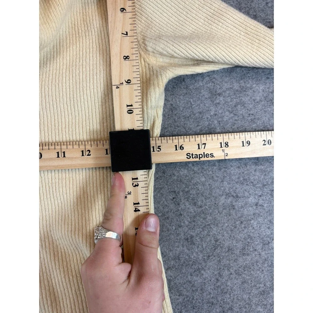 VTG Laurel Wool Sweater Womens 34 Cream 1/4 Zip Ribbed Boho Luxury Designer